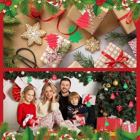 Koogel 100PCS Red and Green Gift Tags, Paper Tags with String Christmas Name Tags for Gift Wrapping DIY Party 2.8 x 3.2 Inch in Saudi Arabia