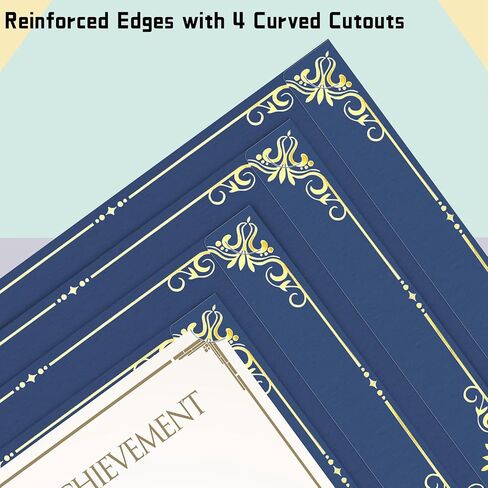 HAUTOCO 30 عبوة من حاملي الشهادات من جانب واحد، أغطية شهادات الجوائز مع حواف من رقائق الذهب وحاملي الدبلومات السوداء لحجم الحروف 8.5 × 11 بطاقات، التخرج، المستندات in Kuwait