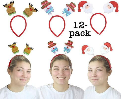 Iconikal Christmas Headband Party Bopper (Snowman, Reindeer, and Santa) 4-Pack in Saudi Arabia