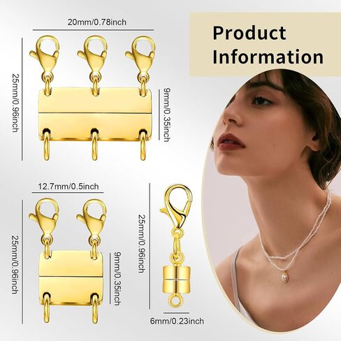 Necklace Layering Clasps, 3Pcs Layered 18k Gold Necklaces for Women, Necklace Separator for Layering, Jewelry Clasps for Necklaces in Saudi Arabia