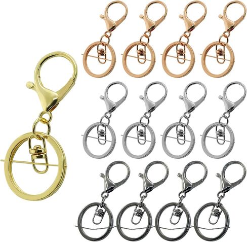 40Pcs Lobster Claw Clasp Keychain, Silver Metal Key Ring Swivel Snap Hook Keychain, Split Clasp Keychain Accessories for Jewelry, DIY and Craft Making in Saudi Arabia
