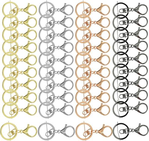 40Pcs Lobster Claw Clasp Keychain, Silver Metal Key Ring Swivel Snap Hook Keychain, Split Clasp Keychain Accessories for Jewelry, DIY and Craft Making in Saudi Arabia