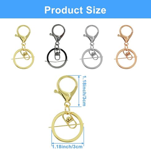 40Pcs Lobster Claw Clasp Keychain, Silver Metal Key Ring Swivel Snap Hook Keychain, Split Clasp Keychain Accessories for Jewelry, DIY and Craft Making in Saudi Arabia