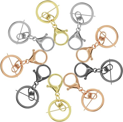 40Pcs Lobster Claw Clasp Keychain, Silver Metal Key Ring Swivel Snap Hook Keychain, Split Clasp Keychain Accessories for Jewelry, DIY and Craft Making in Saudi Arabia
