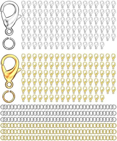 700Pcs Lobster Claw Clasps and Open Jump Rings Set, 12MM Necklace Clasp and Closures for DIY Jewelry Making Supplies in Saudi Arabia