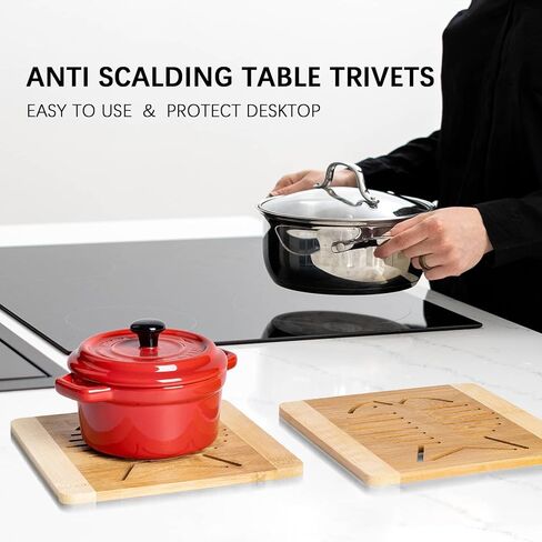 4pcs Bamboo Trivets for Hot Dishes, 6x6 inch Fish-Shaped Wood Hot Pads for Countertops and Kitchen, Decorative Trivets for Hot Pots and Pan, Versatile Hot Pan Mat, Quartz Countertops Protection in Saudi Arabia