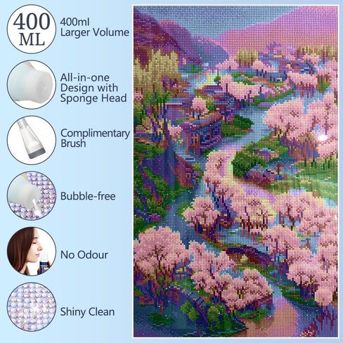 GRLELOU Diamond Painting Sealer 120ML, Diamond Painting Glue with Brush, 4 OZ Diamond Painting Kits for Adult Diamond Painting Accessories, Clear Glue Gloss Shine Effect for Diamond Painting Seal in Saudi Arabia
