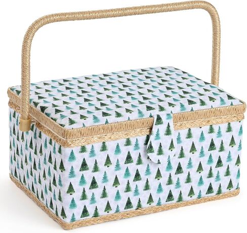 Sewing Basket - Christmas Sewing Box with Large Capacity for Sewing Supplies, Sewing Organizer Box Sewing Kit Storage Christmas Gift for Sewing Craft Lovers (Christmas Penguin, Large) in Saudi Arabia
