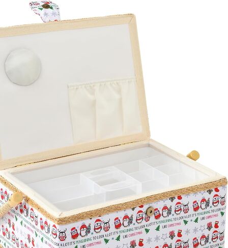 Sewing Basket - Christmas Sewing Box with Large Capacity for Sewing Supplies, Sewing Organizer Box Sewing Kit Storage Christmas Gift for Sewing Craft Lovers (Christmas Penguin, Large) in Saudi Arabia