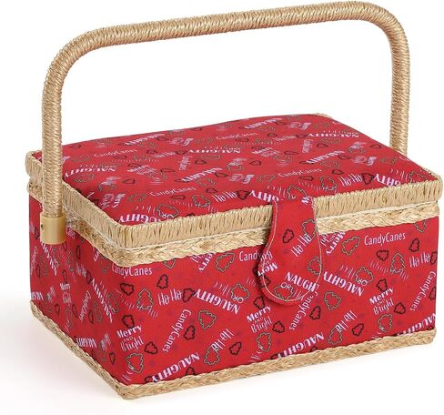 Sewing Basket - Christmas Sewing Box with Large Capacity for Sewing Supplies, Sewing Organizer Box Sewing Kit Storage Christmas Gift for Sewing Craft Lovers (Christmas Penguin, Large) in Saudi Arabia