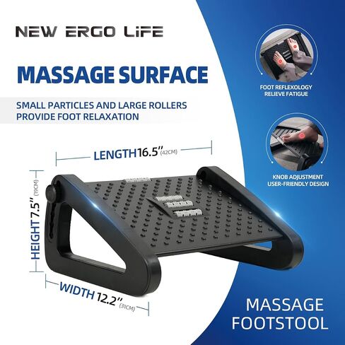 Adjustable Footrest Under Desk, Comfort Foot Stool at Work, 6-Position Multi-angle Adjustable Foot Pedal, Ergonomic Posture Support, Foot Support for Office and Home (Black) in Saudi Arabia