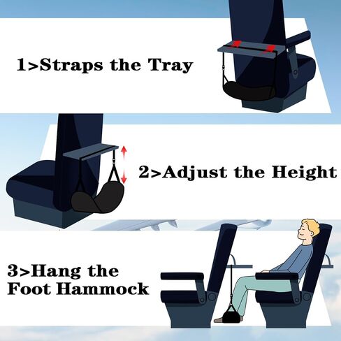 Airplane Foot Rest-2Pack, Airplane Travel Comfort Essentials, Portable Height Adjustable Travel Footrest Hammock Accessories, Relieves Legs Pressure and Lower Back Soreness for Long Trip in Saudi Arabia