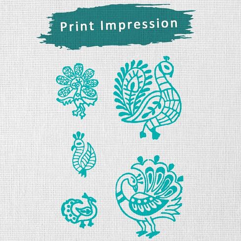 Paisley & Tree Shapes Wooden Printing Stamps - Wooden Stamps for Block Printing on Saree Border, Textile, Clay, Pottery, Tattoo Set of 5 Hashcart® in Saudi Arabia