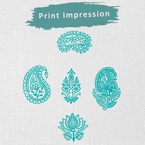 HASHCART® Elegant Designs Flower and Lotus Wooden Block Stamps Set of 5, Handmade Wood Printing Stamps for Kids' Art Projects, Textiles, Fabric, Clay, Henna, Tatotoo, Wood Stamps for Craft in Saudi Arabia