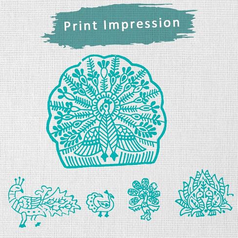 HASHCART® Elegant Designs Flower and Lotus Wooden Block Stamps Set of 5, Handmade Wood Printing Stamps for Kids' Art Projects, Textiles, Fabric, Clay, Henna, Tatotoo, Wood Stamps for Craft in Saudi Arabia