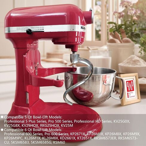 خطاف العجين الحلزوني من الفولاذ المقاوم للصدأ QAP يناسب رأس إمالة KitchenAid 4.5 5QT in Kuwait