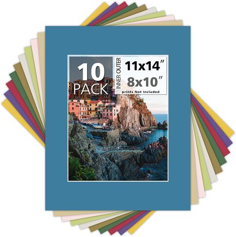 Mat Board Center, Pack of 10, 12x16 Mixed Color White Core Picture Mats for 8x12 Photos in Saudi Arabia