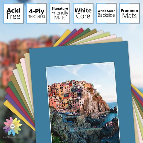 Mat Board Center, Pack of 10, 12x16 Mixed Color White Core Picture Mats for 8x12 Photos in Saudi Arabia