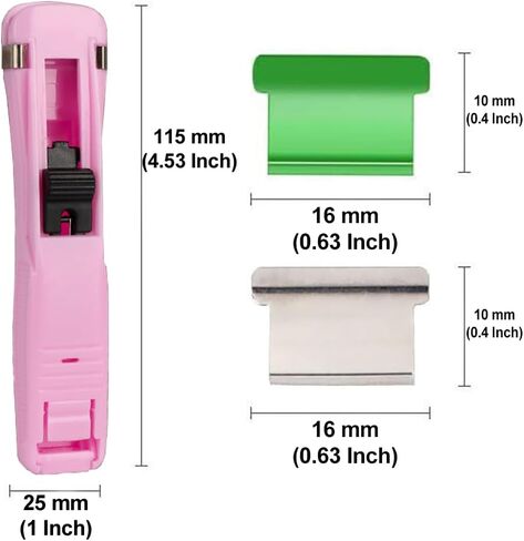 2Pcs Clam Clips for Paper, Paper Clam Clip, Portable Clam Clip Dispenser with 100 Reusable Stainless Steel Metal Refill Clips, Fast Paper Clipper for Office Document School Supplies, Pink & Blue in Saudi Arabia