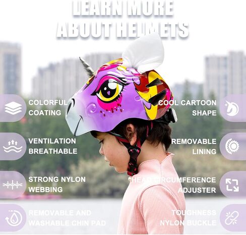 Unicorn Helmet for Toddler and Kid 3D Unicorn CPSC Safety Certified Approximately 2-6 Years Easily Adjuastable,Skateboard Skating Scooter Helmet with Rear Light Toddler Gift Christmas in Kuwait
