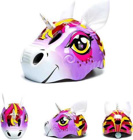Unicorn Helmet for Toddler and Kid 3D Unicorn CPSC Safety Certified Approximately 2-6 Years Easily Adjuastable,Skateboard Skating Scooter Helmet with Rear Light Toddler Gift Christmas in Kuwait