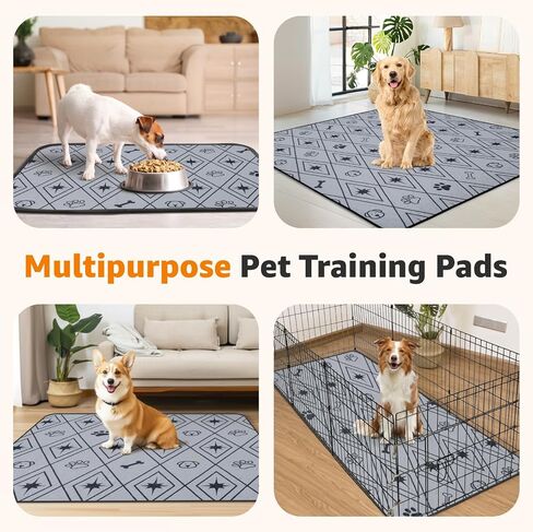 LOOBANI Washable Pee Pads for Dogs: 2 Pack 31"x36" Washable Puppy Pads, Reusable Pee Pads Waterproof & Leakproof Non-Slip Whelping Pee Pads & Potty Training Pad for Floor, Dog Playpen,Crate, Grey in Saudi Arabia