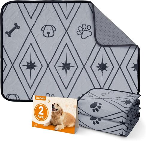 LOOBANI Washable Pee Pads for Dogs: 2 Pack 31"x36" Washable Puppy Pads, Reusable Pee Pads Waterproof & Leakproof Non-Slip Whelping Pee Pads & Potty Training Pad for Floor, Dog Playpen,Crate, Grey in Saudi Arabia