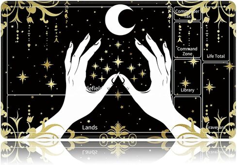 Playmat for MTG, Card Game Mat Non-Slip Rubber Base and Stitched, 24 x 14 inch TCG Play Mat for MTG and Other Card Games (B - Zones), Magic Forest Raccoon in Saudi Arabia