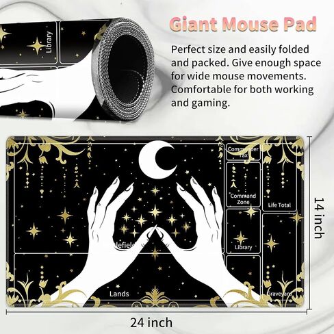 Playmat for MTG, Card Game Mat Non-Slip Rubber Base and Stitched, 24 x 14 inch TCG Play Mat for MTG and Other Card Games (B - Zones), Magic Forest Raccoon in Saudi Arabia