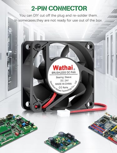 Wathai 80 مم DC بدون فرشاة تبريد 24 فولت مروحة 2Pin 8020 عالية الأداء 24 فولت 80 × 20 مم in Kuwait