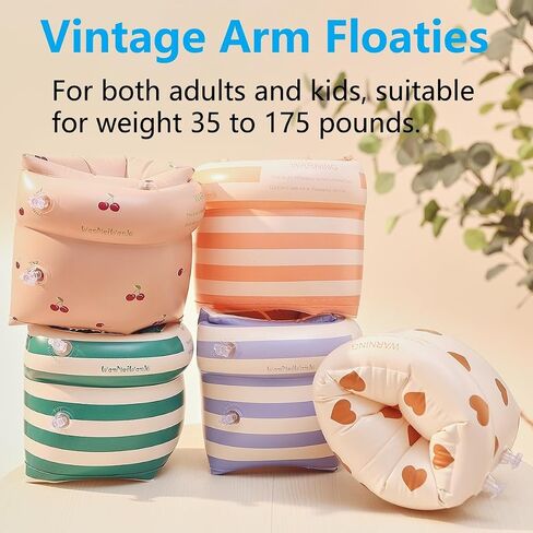 Arm Floaties for Kids and Adults - Vintage Striped Pool Arm Floats Arm Bands Inflatable Swim Floaties PVC Arm Floaty for Kids 3-5-6-12 Years in Saudi Arabia