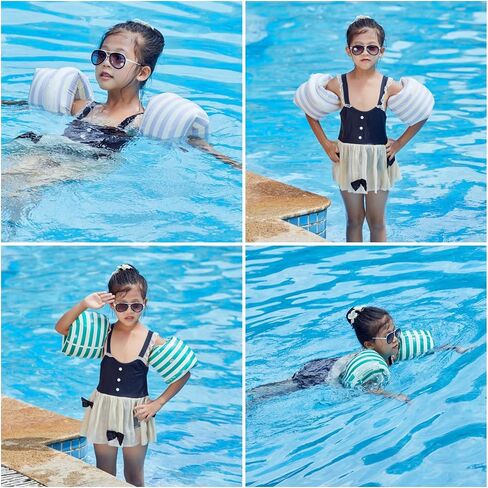 Arm Floaties for Kids and Adults - Vintage Striped Pool Arm Floats Arm Bands Inflatable Swim Floaties PVC Arm Floaty for Kids 3-5-6-12 Years in Saudi Arabia