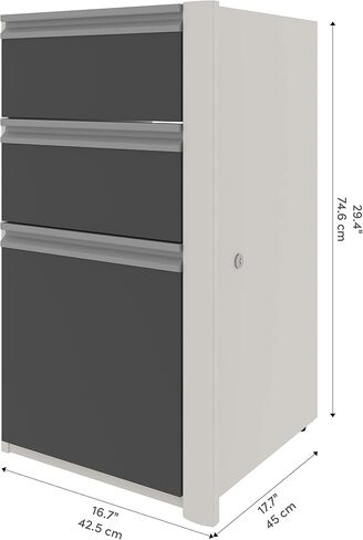 Bestar Connexion 16W Add-On 3 Drawer Pedestal in slate & sandstone in Saudi Arabia