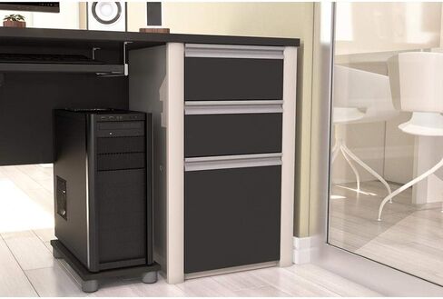 Bestar Connexion 16W Add-On 3 Drawer Pedestal in slate & sandstone in Saudi Arabia
