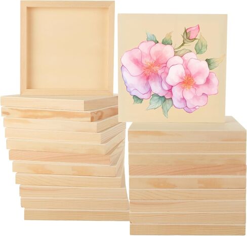 20 حزمة من الألواح الخشبية مقاس 8 × 8 لوحات خشبية غير مكتملة من القماش الخشبي للرسم، لوحات خشبية مربعة لأعمال الرسم والصب واستخدام الفنون مع الزيوت والأكريليك in Kuwait