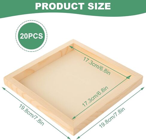20 حزمة من الألواح الخشبية مقاس 8 × 8 لوحات خشبية غير مكتملة من القماش الخشبي للرسم، لوحات خشبية مربعة لأعمال الرسم والصب واستخدام الفنون مع الزيوت والأكريليك in Kuwait