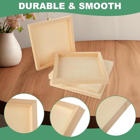 20 حزمة من الألواح الخشبية مقاس 8 × 8 لوحات خشبية غير مكتملة من القماش الخشبي للرسم، لوحات خشبية مربعة لأعمال الرسم والصب واستخدام الفنون مع الزيوت والأكريليك in Kuwait