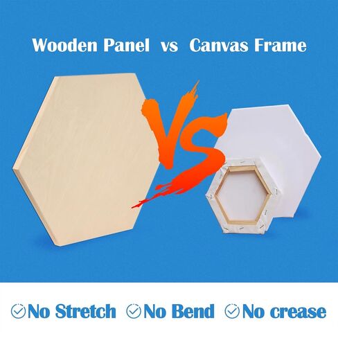 Falling in Art 6x8 Wooden Hexagon Shaped Panel Boards Kit, 3/4" Deep Wood Canvas Panels for Painting, Wood Art Boards for Pouring, Art and Crafts, 3 Pack in Saudi Arabia