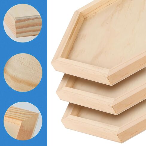 Falling in Art 6x8 Wooden Hexagon Shaped Panel Boards Kit, 3/4" Deep Wood Canvas Panels for Painting, Wood Art Boards for Pouring, Art and Crafts, 3 Pack in Saudi Arabia