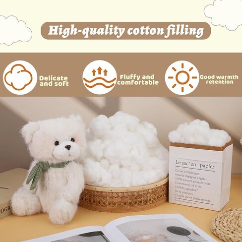 ZXIIXZ 0.22lb Cotton Stuffing, 3.5oz White Cotton Filling, Stuffing for Stuffed Animals, Premium Fiber Fill Stuffing for Small Crochet, Pillow DIY Stuffing Home Crafts in Saudi Arabia