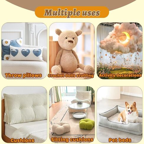 ZXIIXZ 0.22lb Cotton Stuffing, 3.5oz White Cotton Filling, Stuffing for Stuffed Animals, Premium Fiber Fill Stuffing for Small Crochet, Pillow DIY Stuffing Home Crafts in Saudi Arabia