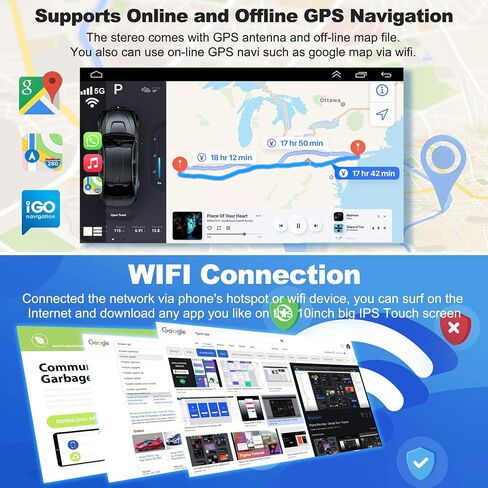 راديو سيارة 4+64 جيجا لسيارة Toyota Tundra 2007-2013 وSequoia 2008-2018، نظام Android 12 10 بوصة Tundra Stereo مع Carplay اللاسلكي ودعم Android التلقائي بلوتوث/التحكم الصوتي/GPS/كاميرا احتياطية/FM in Saudi Arabia