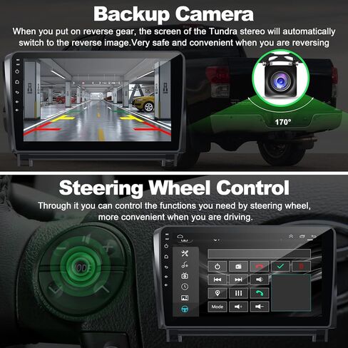 راديو سيارة 4+64 جيجا لسيارة Toyota Tundra 2007-2013 وSequoia 2008-2018، نظام Android 12 10 بوصة Tundra Stereo مع Carplay اللاسلكي ودعم Android التلقائي بلوتوث/التحكم الصوتي/GPS/كاميرا احتياطية/FM in Saudi Arabia