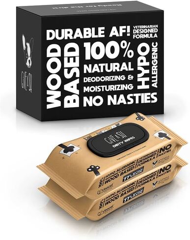 G.A.S Plant-Based Full Body Pet Wipes for Dogs & Cats - Vet-Designed & Hypoallergenic Dog Wipes - Cleaning & Deodorizing Wipes for Pets - Wood-Based & Earth-Friendly - Pack of 100 Wipes in Kuwait