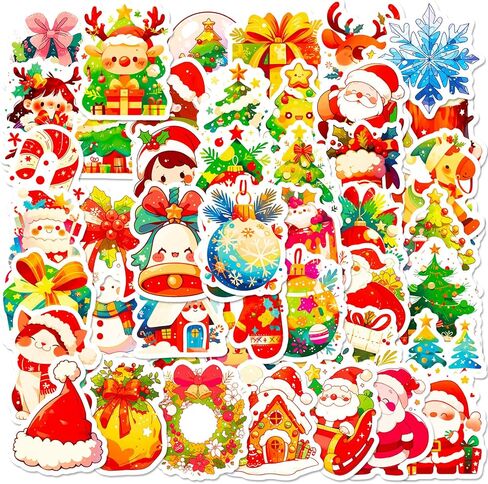 100PCS Christmas Stickers, Stocking Stuffers for Kids Toddler, Christmas Vinyl Waterproof Xmas Holiday Stickers, Christmas Stickers for Kids Classroom, Christmas Crafts Party Favors Supplies in Saudi Arabia