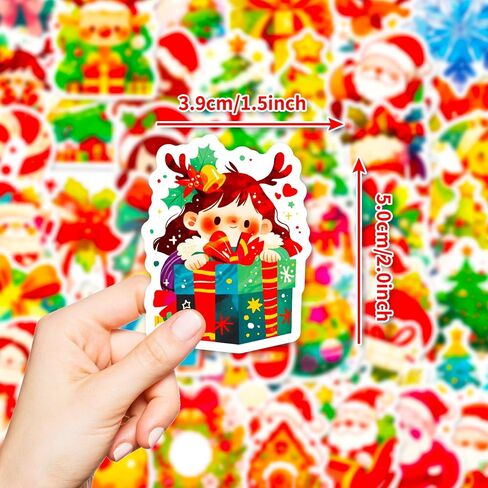 100PCS Christmas Stickers, Stocking Stuffers for Kids Toddler, Christmas Vinyl Waterproof Xmas Holiday Stickers, Christmas Stickers for Kids Classroom, Christmas Crafts Party Favors Supplies in Saudi Arabia