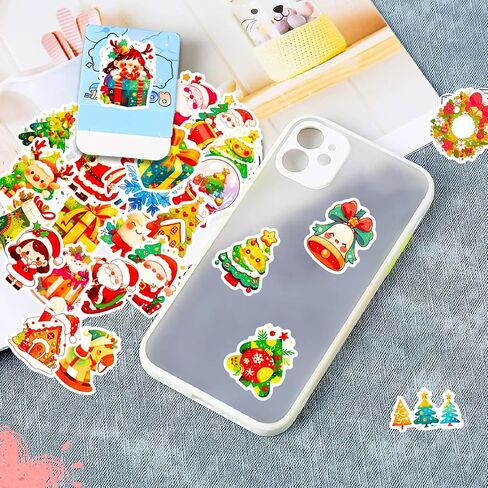 100PCS Christmas Stickers, Stocking Stuffers for Kids Toddler, Christmas Vinyl Waterproof Xmas Holiday Stickers, Christmas Stickers for Kids Classroom, Christmas Crafts Party Favors Supplies in Saudi Arabia