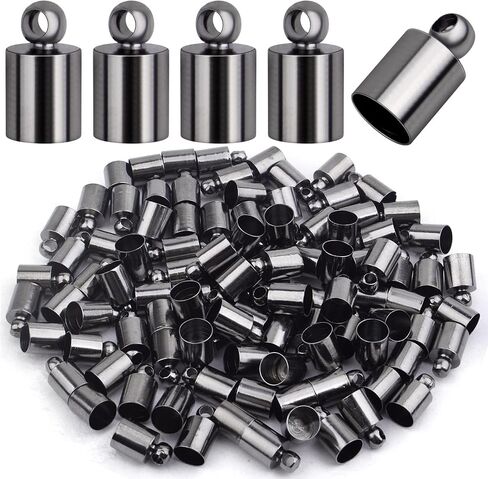100pcs Brass Cord End Caps Glue in Barrel End Caps Leather Cord Ends Clasps Findings Kit for DIY Necklace Bracelet Tassel Jewelry Craft Making, Antique Bronze in Saudi Arabia