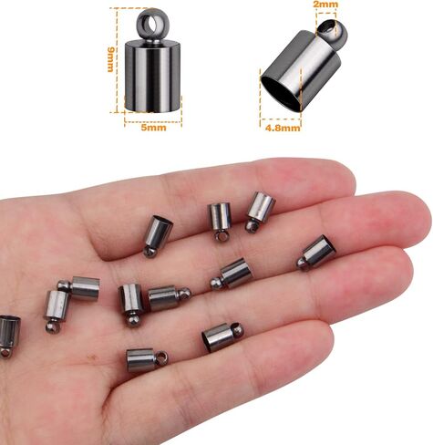 100pcs Brass Cord End Caps Glue in Barrel End Caps Leather Cord Ends Clasps Findings Kit for DIY Necklace Bracelet Tassel Jewelry Craft Making, Antique Bronze in Saudi Arabia