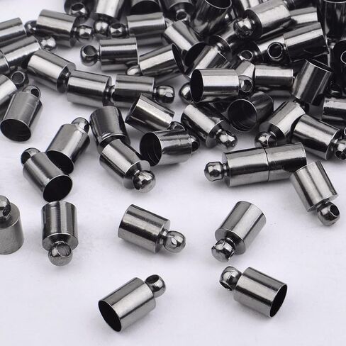 100pcs Brass Cord End Caps Glue in Barrel End Caps Leather Cord Ends Clasps Findings Kit for DIY Necklace Bracelet Tassel Jewelry Craft Making, Antique Bronze in Saudi Arabia
